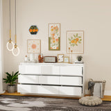 Panana Modern 9 Drawer Wood Dresser for Bedroom, Large Floor Storage Drawer Cabinet Lateral Chest of Drawers Handle Free Organizer for Closet Living Room (White, 9 Drawer) Panana
