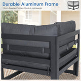 RADIATA Outdoor Aluminum Patio Furniture with Fire Pit Table, Modern Outdoor Patio Furniture Set 11 Pieces, Gray Frame Wide Seat Oversized Sectional Conversation Set for Poolside, Backyard, Grey RADIATA