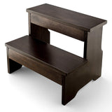 FANATU Wooden Two Step Stool - Heavy Duty 2 Step Stool for Adult and Kids - Holds up to 450Lb for Kichen/Bathroom/Bedside Step Stool (Walnut) FANATU
