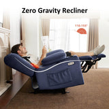 MCombo Zero Gravity Power Recliner Chair with Heat and Vibration Massage, Reclining Chair with USB & Type C Ports, Cup Holders for Living Room, Fabric 6079 (Navy Blue Medium 21.2" Seat Width) MCombo
