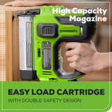 Greenworks 24V 18 Gauge Brushless Brad Nailer Gun, Cordless Finish Nailer, Staple Gun Cordless with 2Ah Battery and 2A Charger Greenworks
