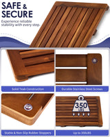 Upolana Teak Shower Mat, 32 x 18 inch Wood Bath Mat for Inside Shower, Premium Wooden Shower Floor Mat, Teak Wood Bath Mat for Bathroom Spa & Outdoor Use Upolana