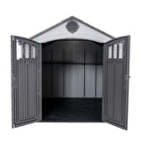 Lifetime Outdoor Storage Shed, 8x10 Ft, Desert Sand, Resin Tool Shed with Lockable Doors and Steel-Reinforced Walls Lifetime