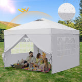 GDY 10x10ft Pop-up Paint Tent,Pop Up Canopy Tent with Sidewalls, Instant Shelter Portable Outdoor Canopies with 4 Removable Side Walls, (White GDY