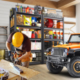 AOJUFEO 72" H Garage Shelving Heavy Duty 5-Tier Storage Shelves, 2200 lbs Adjustable Metal Shelving Unit, Utility Storage Rack Shelf for Garage, Basement, Pantry, Black 72''H x 35.5''W×16''D AOJUFEO