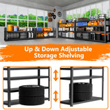 Storage Shelves Heavy Duty 2 PCS,60" L x 24" W x 78" H Garage Storage Shelves Unit Loads 3700LBS, 5-tier Adjustable Metal Industrial Utility Shelf Rack for Kitchen, Laundry Room, Warehouse, Basement ROOMTEC