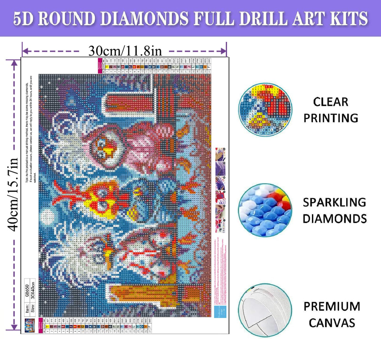 Chicken Diamond Art Kits for Adults, 5D Chicken Diamond Painting Kits for Beginners, Round Full Drill Diamond Art Painting Kit DIY Crystal Rhinestone Funny Gem Art Craft for Home Decor 12 x 16 Inch Fotasmua