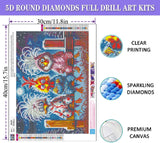 Chicken Diamond Art Kits for Adults, 5D Chicken Diamond Painting Kits for Beginners, Round Full Drill Diamond Art Painting Kit DIY Crystal Rhinestone Funny Gem Art Craft for Home Decor 12 x 16 Inch Fotasmua