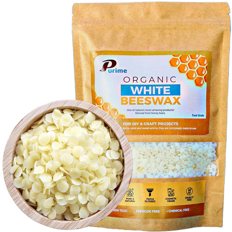 Organic Beeswax Pellets 1LB - USDA Certified, Food-Grade & Pure | Ideal for Candle Making, Skincare, DIY Lotions & Crafts | USA Standards, Filtered Beeswax Pastilles for Melting PURIME