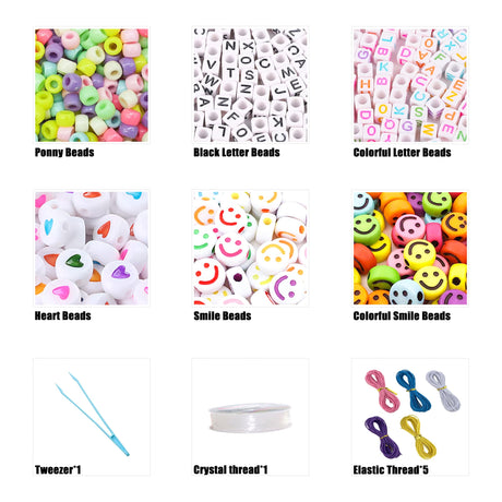 LIS HEGENSA Pony Beads Bulk,Kandi Beads for Necklace Jewelry Making Hair Braiding,Bracelets Making Kits,Hair Bead,Bracelet Beads,Plastic Beads for Crafts Braids Girls(24 Color,1000PCS) LIS HEGENSA