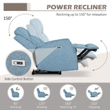HOMCOM Electric Power Recliner, Wall Hugger Armchair with USB Charging Station, Sofa Recliner with Linen Upholstered Seat and Retractable Footrest, Blue HOMCOM