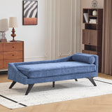 Christopher Knight Home Cagle Upholstered Loveseat Sofa with Splayed Legs, Birch Wood Frame Lounge Chair, Living Room Chaise Lounge Chair Indoor, Soft Lounge Sofa with Rolled Accent Pillow, Navy Blue Christopher Knight Home
