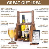 ROSTMARYGIFT Wood Wine Bottle Glasses Caddy - Beer Carrier - Drinking Desk Accessories Men's Wine Organizer - Glass Tray Holder - Wine Storage Stand ROSTMARYGIFT