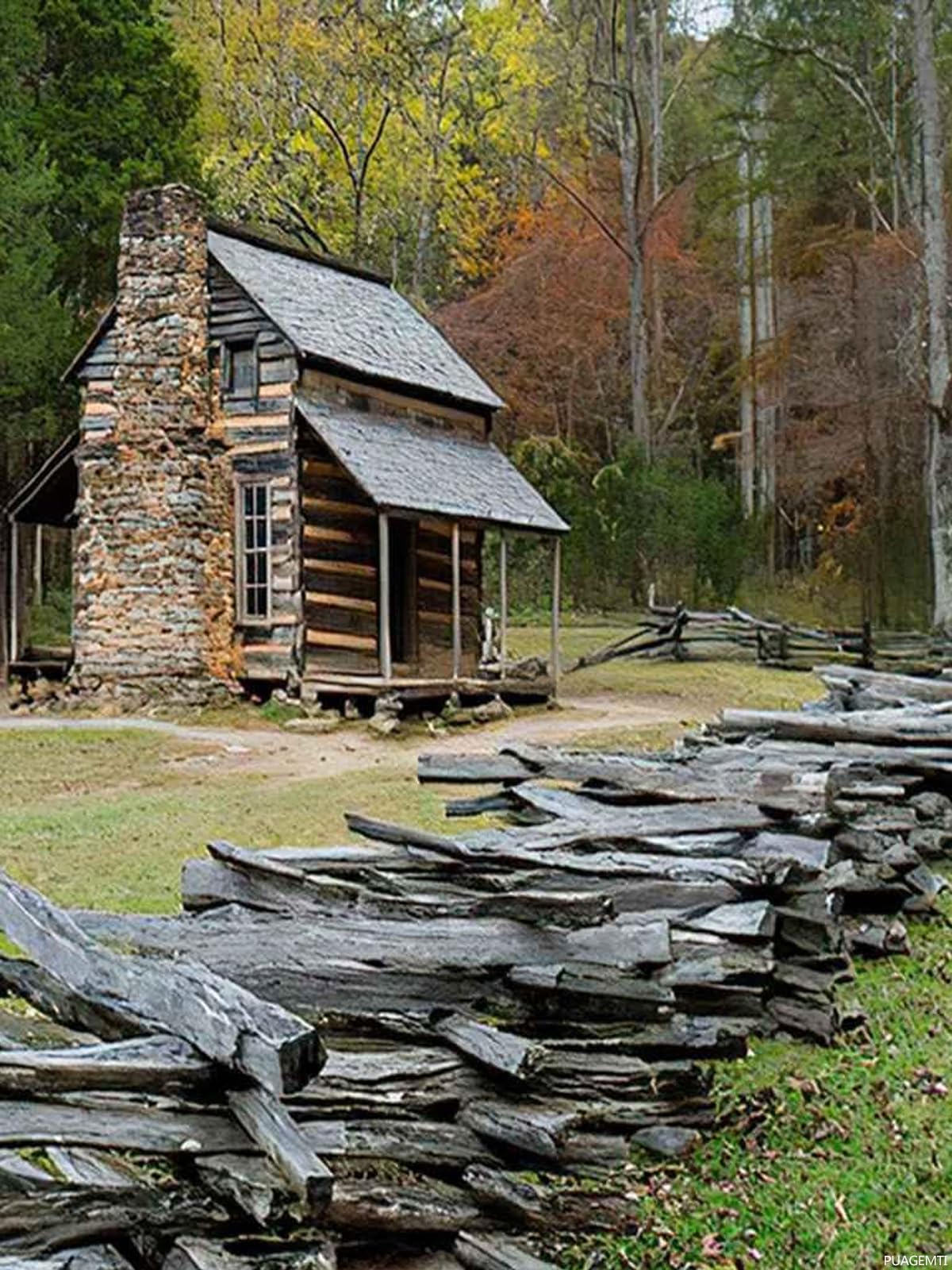 PUAGEMTI Smoky Mountains Diamond Painting Kits for Adults, Cades Cove Great Smoky Mountains DIY 5D Pictures Round Drill Art Relaxation Wall Decor, 12x16 Inch PUAGEMTI