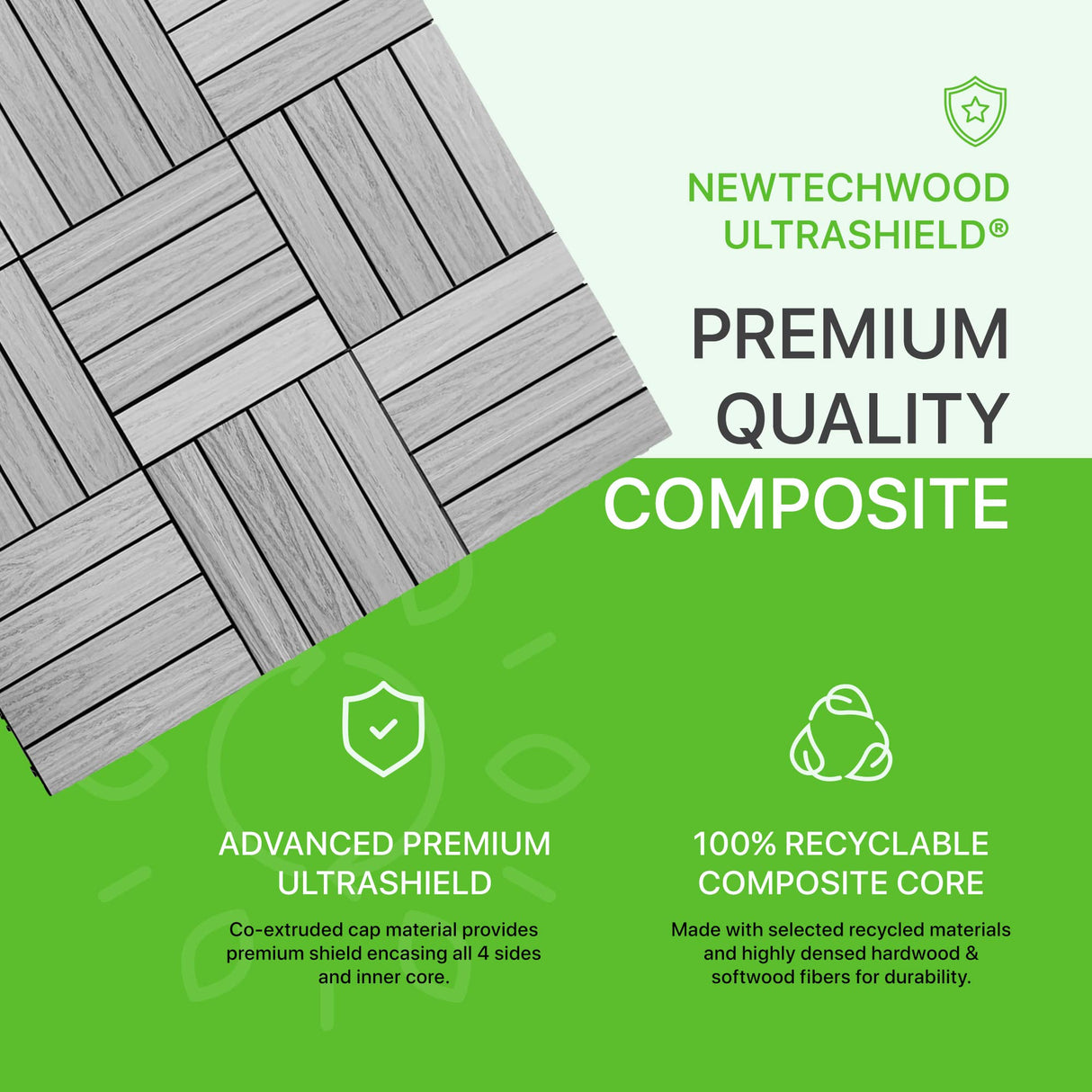 NewTechWood UltraShield Naturale 1 ft. x 1 ft. Quick Deck Outdoor Composite Deck Tile in Icelandic Smoke White (10 sq. ft. per Box) NewTechWood