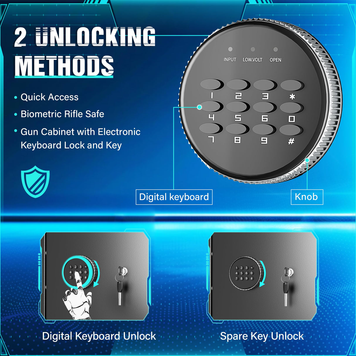 Superday 10-12 Rifle Gun Safe with Keyboard, Quick Access Large Gun Safe for Rifles, Locking Gun Cabinet Rifle Safe with Gun Safes Pockets and Adjustable Rifle Rack for Home, Office Superday