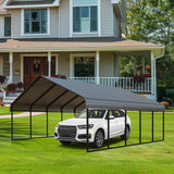 Poborin Durable Metal Carport 10 x 20FT Heavy Duty for Cars - Large Garage Shelter Solution,All-Weather Portable Car Garage Canopy Shelter for Cars & Boat Cover for Yard Poborin
