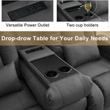 URRED Loveseat Recliner Sofa with Massage and Heat, Power Reclining Loveseat Sofa RV Couch with Console, Home Theater Seating with LED Lights, Bluetooth Speakers, USB, Outlets, Leathaire, Gray URRED