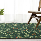 Washable Vintage Floral Christmas 4x6 Area Rugs Non Slip - Low Pile Soft Xmas Tree Red Berries Holly Branches Festive Winter Christmas Area Rug Accent Carpet for Kitchen Bedroom Living Room Entryway RoomTalks