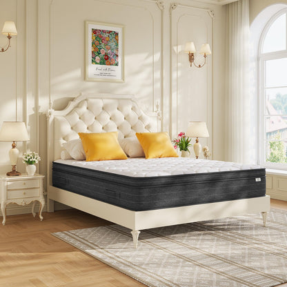 koorlian Queen Mattress 10 Inch, Hybrid Queen Size Mattress in a Box, Queen Bed Mattress with Memory Foam and Pocket Spring, Breathable & Pressure Relief, Medium Firm Mattress Queen Size 80"x60"x10"