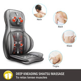 COMFIER Massager Chair with Heat, Shiatsu Neck Back Massager Portable with Compress & Rolling,Massage Chair Pad for Full Back,Neck,Full Body Pain, Gray COMFIER