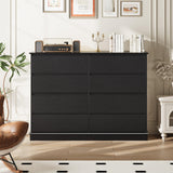 Black 8 Drawer Dressers for Bedroom, Chest of Drawers with Deep Drawers, Large Double Dresser for Closet with Wide Top, Horizontal Wooden Dresser for Living Room, Hallway, Kids Room GarveeHome