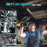 SEESII Impact Wrench 900 FT-LBS(1200N.m) 2900IPM 1/2 Impact Gun High Torque Electric Cordless Impact Wrench with 21V 2x4.0Ah Battery 5 Sockets and Case for Home Car Truck Tire Lug Nut Removal Tool Set Seesii