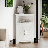 ChooChoo Corner Storage Cabinet, Small Corner Cabinet with Barn Door Design and Adjustable Shelf, Home Space Saver for Living Room, Bathroom, ChooChoo