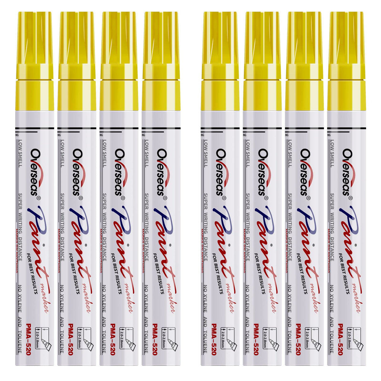 Paint Pens Paint Markers - Yellow Permanent Markers 8 Pack, Oil Based Waterproof Quick Dry Medium Tip Marker Pen for Metal, Wood, Fabric, Plastic, Rock, Stone, Mugs, Canvas, Glass, Art Craft Overseas