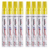 Paint Pens Paint Markers - Yellow Permanent Markers 8 Pack, Oil Based Waterproof Quick Dry Medium Tip Marker Pen for Metal, Wood, Fabric, Plastic, Rock, Stone, Mugs, Canvas, Glass, Art Craft Overseas