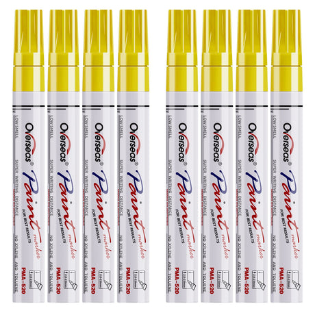 Paint Pens Paint Markers - Yellow Permanent Markers 8 Pack, Oil Based Waterproof Quick Dry Medium Tip Marker Pen for Metal, Wood, Fabric, Plastic, Rock, Stone, Mugs, Canvas, Glass, Art Craft Overseas