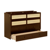 Ball & Cast Hideaway Cabinet Bed Queen Size,Wood Rattan Murphy Bedframe with Storage Drawer,Wall Platform can be Folded up,Space-Efficient Design,for Apartment,Bedroom,Walnut Ball & Cast