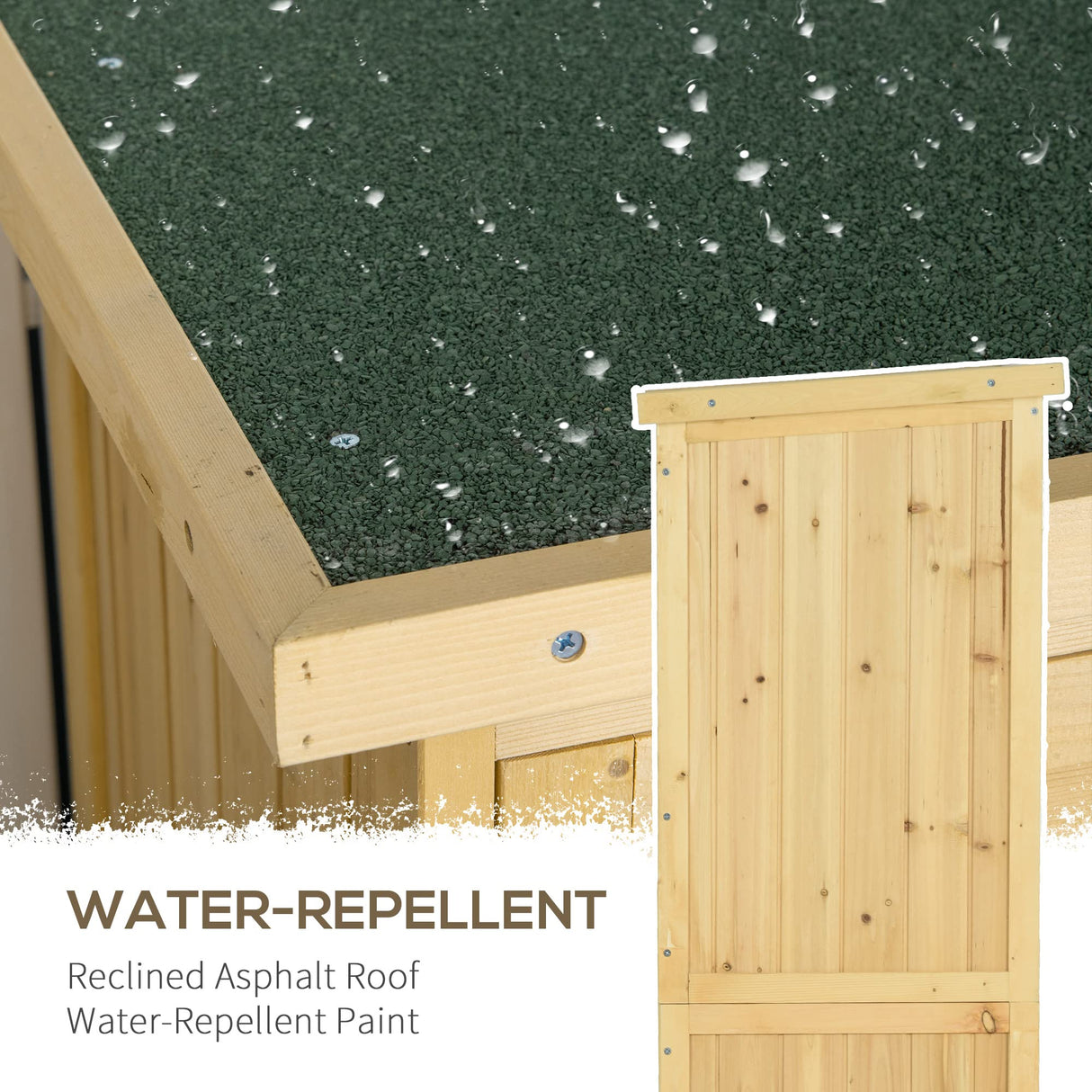 Outsunny 3' x 5' Wooden Outdoor Storage Cabinet, Garden Sheds & Outdoor Storage with Asphalt Roof & 2 Large Wood Doors with Lock, Natural Outsunny