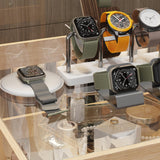 Homsee Armoire Bedroom Island with Glass Top & Shelves, Freestanding Wardrobe Closet with 4 Handleless Drawers, Walk-in Closet Island Display Dresser for Bedroom Shops, Light Brown Homsee