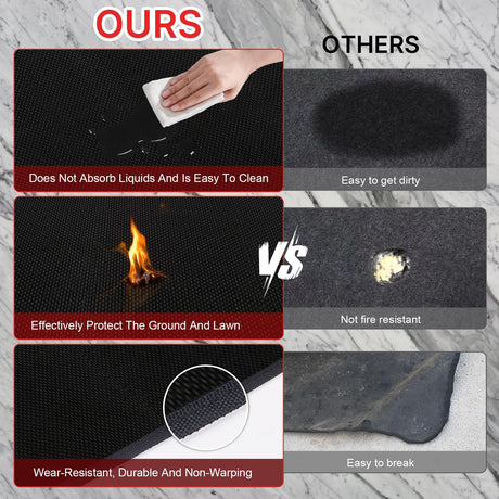 48 x 30 Inches Under Grill Mat for Outdoor Grill, Double-Sided Fireproof grill Mat, Indoor Fireplace Mat Fire Pit Mat, Waterproof Oil-Proof BBQ Floor Pads, Deck and Patio Protectors Mat RERAMDO
