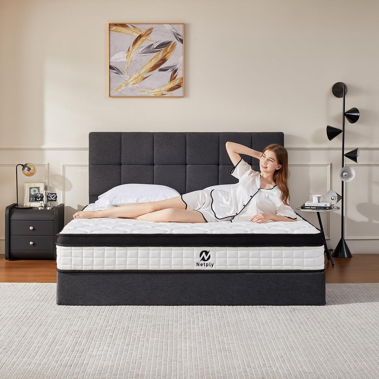 netply Queen Mattresses,10 Inch Queen Size Mattress in a Box, Hybrid Memory Foam & Individually Pocket Spring to Improve Sleep and Pain Relief, Medium Firm Mattress, CertiPUR-US Certified. netply