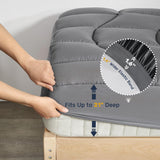 Full Mattress Pad Waterproof - Ergonomic Quilted Fitted Full Mattress Topper, 5-Layers Noiseless Washable Mattress Protector Cover with 8"-21" Deep Pocket (Grey, 54x75) UNIKOME