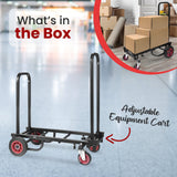 Pyle Compact Folding Adjustable Equipment Cart - Heavy Duty 8-in-1 Convertible Cart Hand Truck/Dolly/Platform Cart with R-Trac Wheels - Expandable Up to 25.24" to 40.24" - Pyle PKEQ38 Pyle