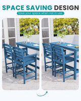 SERWALL Outdoor Bar Table and Chairs Set, Adirondack Bar Chairs Set of 2 and Bar Height Table, All Weather HDPE Outdoor Patio Bar Set, Outdoor Furniture for Outside, Poolside, Backyard, Garden, Blue SERWALL