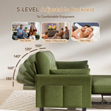 Vipbear 3 in 1 Sleeper Sofa Bed, Pull Out Couch with Reclining Backrest, Convertible Loveseat with Side Pocket, Tool-Free Assembly, Modern Chenille Loveseat for Living Room, Apartment, Green Vipbear