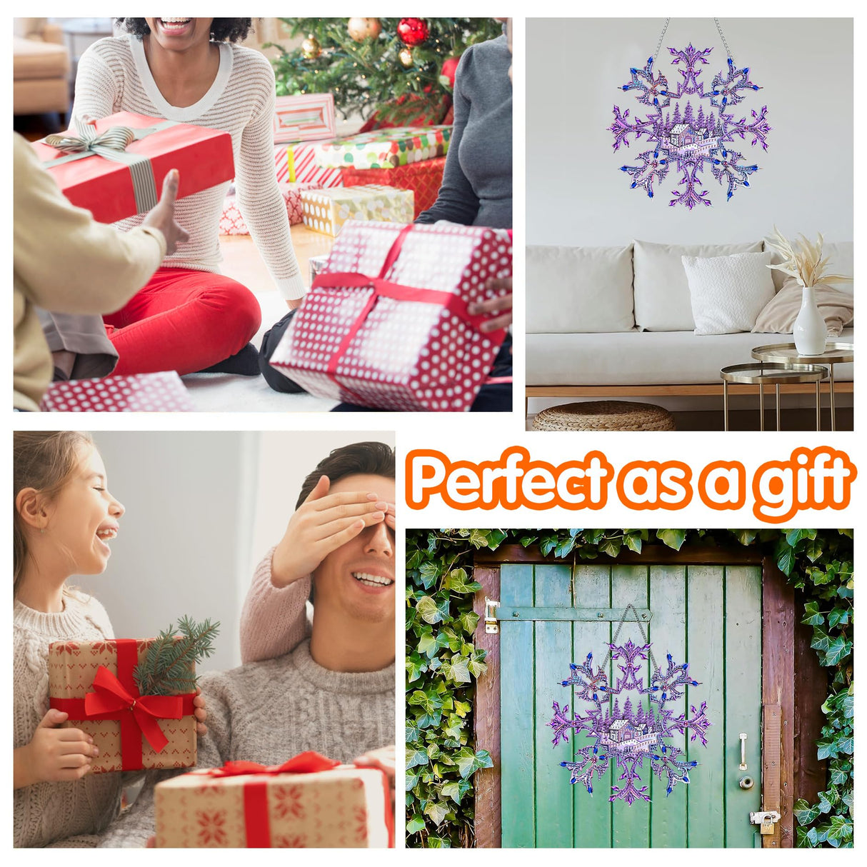 Zariocy Sun Catcher Window Hanging Diamond Art Kits - DIY Snowflake Diamond Painting on Acrylic Board Pendant Ornament for Home, Garden, Wall, Porch, Front Door Sign, Christmas Decor 8x8 inch Zariocy