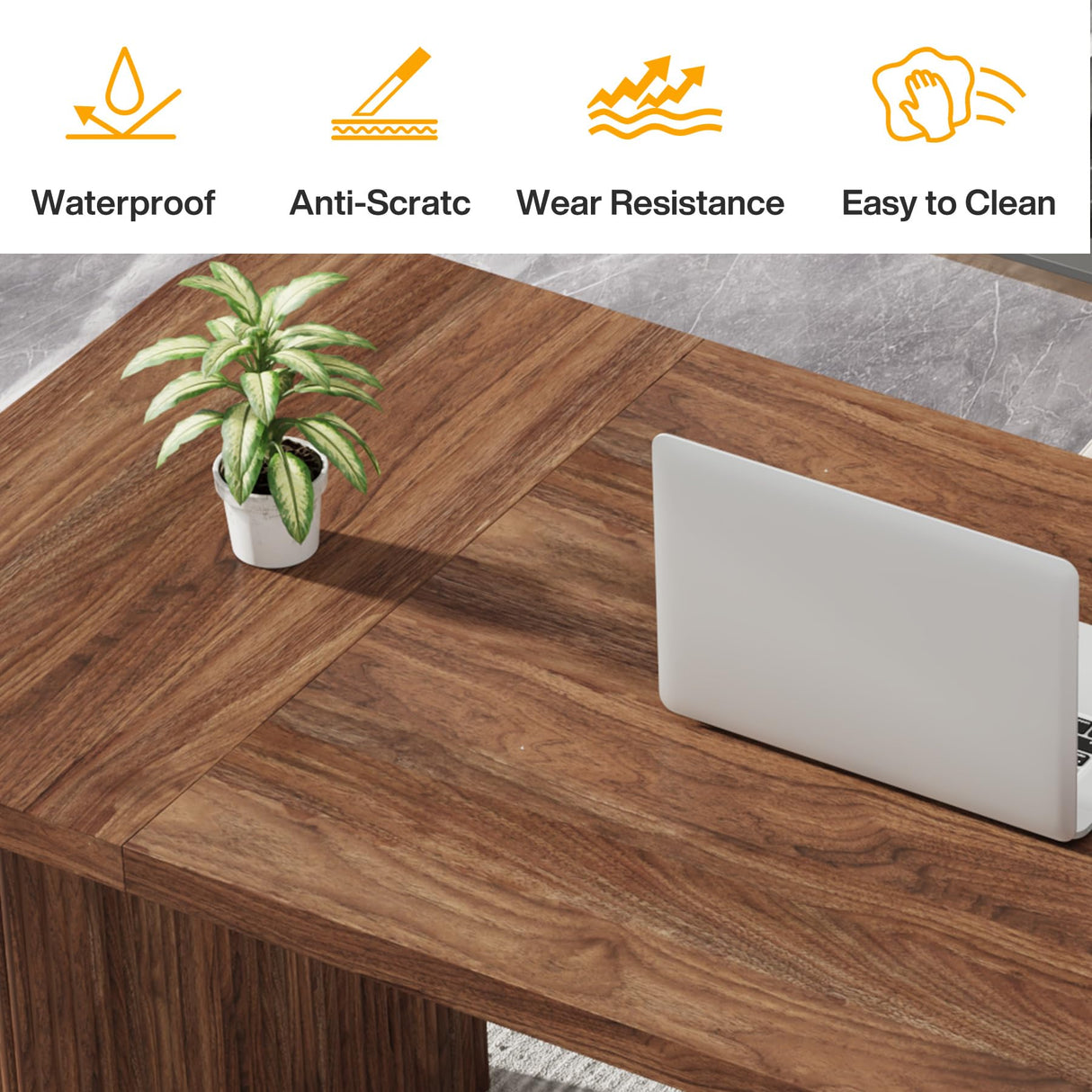 Tribesigns 5 ft Conference Table, Modern Rectangular Meeting Seminar Table with Double Pedestal, 62-Inch Large Boardroom Table for Office (Natural) (Brown) Tribesigns