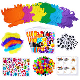Winlyn 24 Sets Fall Kids Crafts DIY Monster Ornaments Decorations Art Sets Foam Monster Stickers Googly Eyes for Kids Autumn Halloween Classroom Party Activities Winlyn