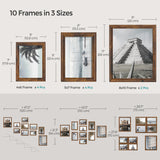 SONGMICS Picture Frames with 16 Mats, Set of 10 Collage Photo Frames, Two 8x10, Four 5x7, Four 4x6 Frames, Hanging or Table Display, Glass, 12 Non-Trace Nails, Rustic Brown SONGMICS