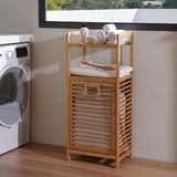 Baveke Laundry Hamper with 2-Tier Shelves & Tilt Out Basket, Laundry Baskets Organizer Hampers Bathroom Storage Shelf for Laundry Room, Bathroom, Nursery, Bedroom (Small - 15.75 in) Baveke