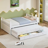 Harper & Bright Designs Full Size Daybed with Twin Size Trundle and 3 Storage Drawers, Wood Full Captain’s Bed with Trundle Bed, Full Platform Bed Great for Kids Guests Sleepovers (White) Harper & Bright Designs