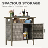 DWVO Patio Storage Cabinet, Outdoor Buffet Cabinet with Two Doors and Shelves, Outdoor Storage Table with PE Rattan for Patio, Backyard, Garden - Light Brown DWVO
