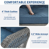 UDPATIO 3 Piece Patio Set Rocking, Rattan Outdoor Rocking Patio Bistro Set with 2 Rockers and 1 Side Table with 4‘’ Thick Cushions for Backyard, Porch, Balcony, Poolside(Blue) UDPATIO