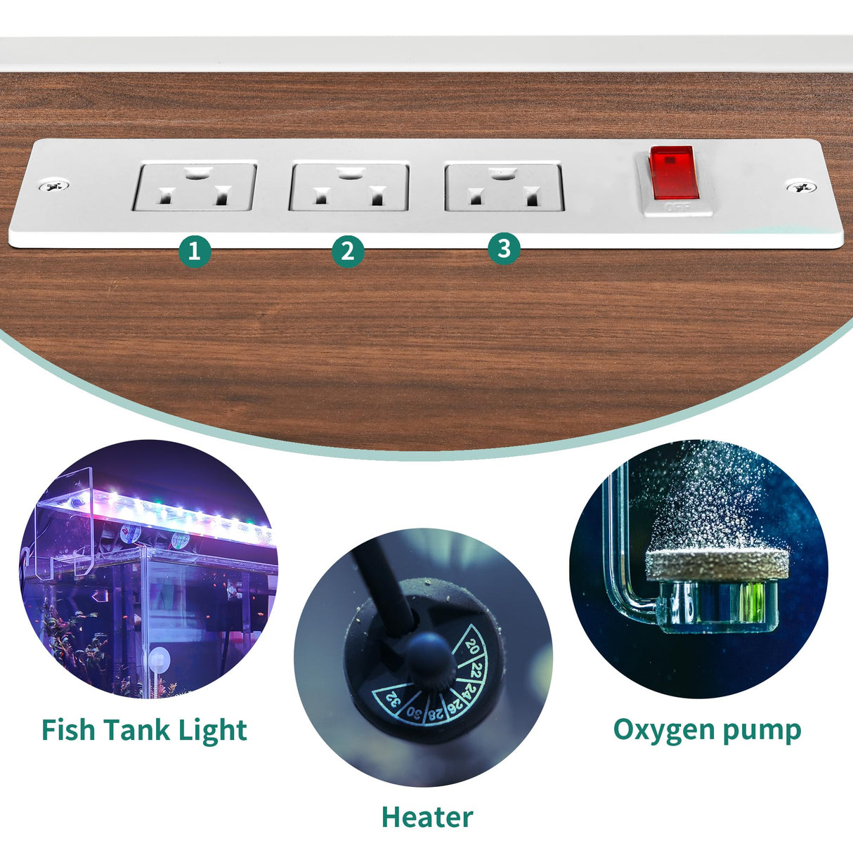 YITAHOME Heavy Duty 55-75 Gallon Fish Tank Stand with Power Outlet, Marble Aquarium Stand for Fish, Turtle, Reptile Terrarium, Shelves for Fish Tank Accessories Storage, 860LBS Capacity, White & Walnut YITAHOME