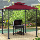 ABCCANOPY 8'x 5' Grill Gazebo Canopy - Outdoor BBQ Gazebo Shelter with LED Light, Patio Canopy Tent for Barbecue and Picnic (Burgundy) ABCCANOPY